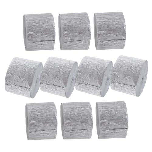 KAILIKETIY 10 Rollen Silber Krepppapier Luftschlangen Flexibel Strapazierfähig Party Dekoration Geburtstag Hochzeit Indoor Festliche Wanddeko von KAILIKETIY
