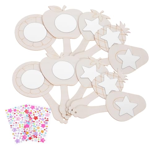 KAILIKETIY 10 Sätze Diy Holzspiegel Set für Teile Unvollendete Handspiegel zum Bemalen Glitzersteinen Bastelset für Junge für Partys und KAILIKETIY 10 Sätze Diy Holzspiegel Set für Teile Unvollendete Handspiegel zum Bemalen Glitzersteinen Bastelset für Junge für Partys und von KAILIKETIY
