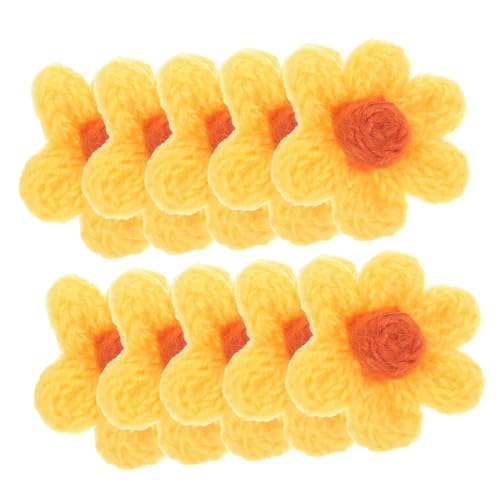 KAILIKETIY 10 Stück Garnblumenfleck Stoffblumen Stickereiflecken Fälschung Nähen Klein Drinnen Für Arrangements Rosa Gänseblümchen Flora Patch Mini Kleider Diy Bastelbedarf Kleidung Yellow von KAILIKETIY