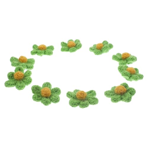 KAILIKETIY 10 Stück Garnblumenfleck bestickt Nähprodukte Rosa dekorative Patches bunt Blumenapplikationen Blumenapplikation aus Garn Aufnäher für Kleidung Stoffflicken selber machen Green von KAILIKETIY