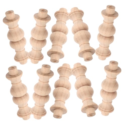KAILIKETIY 10 Stück Teiliges Unlackierte Holzspindeln für Möbel und Dekoration Dekorative Baluster für Garten und Restaurant Vielseitige Bastelmaterialien für Diy Projekte von KAILIKETIY