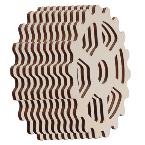 KAILIKETIY 10 Stück Unbehandelte Holz Zahnräder für Diy Projekte Bastelarbeiten Malerei und Holzornamente und Dekorationselemente von KAILIKETIY