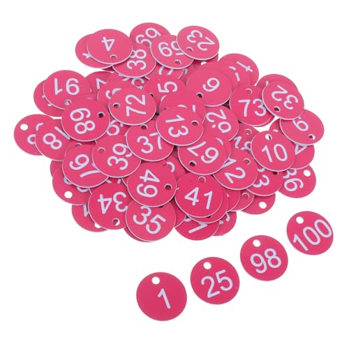 KAILIKETIY 100 Stück Nummernschild Nummerierter Schlüsselanhänger Schlüsseletiketten Nummernschlüssel-id-tags Artikel-tags Runde Nummerierte Metallanhänger Ventil-tags Tag Prüfen Plastik Rosy von KAILIKETIY