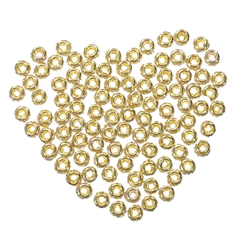 KAILIKETIY 100 Stück Rondelle Spacer Perlen Legierung mit Strass für Schmuckherstellung für Armbänder und DIY Projekte Goldfarbe von KAILIKETIY