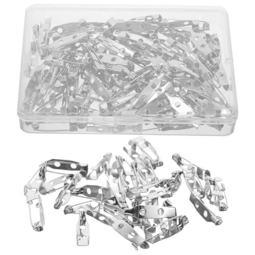 KAILIKETIY 100Stücke Sicherheitsnadeln für DIY Bastelprojekte Handgefertigte Broschenbasisnadeln Robust und Leicht für Kleidung und Accessoires mit Sicherheitsverriegelung von KAILIKETIY