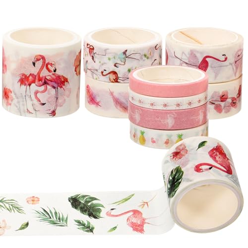 KAILIKETIY 10Rollen Flamingo Washi Tape Dekoratives Klebeband für Scrapbooking DIY Projekte und Geschenkverpackungen Langlebig Verschleißfest mit Einzigartigem Design von KAILIKETIY