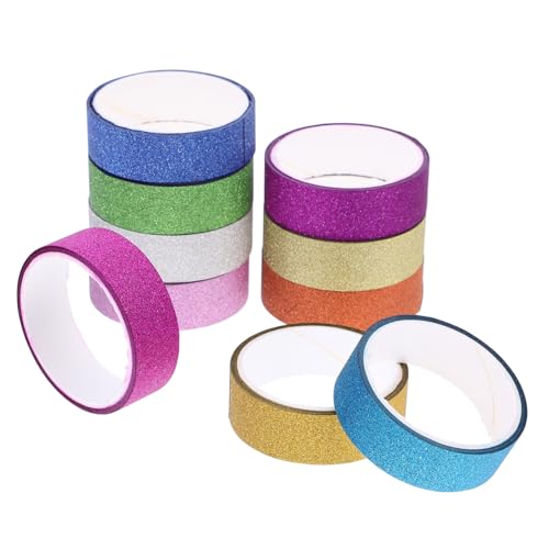 KAILIKETIY 10Rollen Glitzer Washi Tape Dekorative Klebebänder für DIY Scrapbooking und Kunsthandwerk für Journals und Kreative Projekte Farben von KAILIKETIY