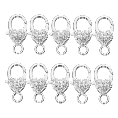 KAILIKETIY 10Stücke Herzform Alu Klauenverschluss Silber für DIY Schmuckherstellung Taschenverschluss und Schlüsselzubehör Eleganter Karabinerverschluss für Armbänder KAILIKETIY 10Stücke Herzform Alu Klauenverschluss Silber für DIY Schmuckherstellung Taschenverschluss und Schlüsselzubehör Eleganter Karabinerverschluss für Armbänder von KAILIKETIY