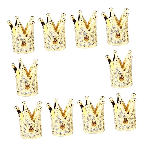 KAILIKETIY 10Stücke Kronenperlen Zubehör für DIY Schmuckherstellung Handgefertigte und Armbänder Goldenes Perlen für Kreative Schmuckdekorationen von KAILIKETIY