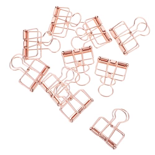 KAILIKETIY 10Stücke Metall Dokumentenklammern Multifunktionale Büroklammern Roségold für Notizen Papiere und Stabiler Halt für Büro und Home Office von KAILIKETIY