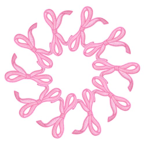 KAILIKETIY 10Stücke Rosa Schleifenapplikationen Zum Aufbügeln Dekorative Bügelflicken Für DIY Kleidung Hüte Jacken Und Jeans Langlebige Stickerei Für Nähprojekte von KAILIKETIY