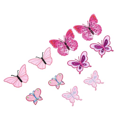KAILIKETIY 10Stücke Schmetterling Stickerei Applikationen DIY Patches für Kleidung Bügel und Nähzubehör Rosa Vielseitig Einsetzbar zur Dekoration und Reparatur von KAILIKETIY