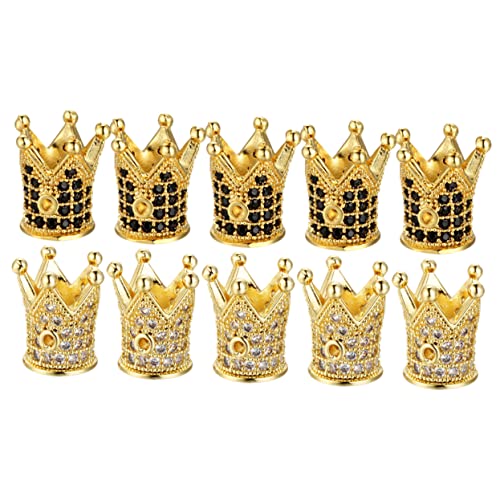KAILIKETIY 10Stücke Teiliges Große Lochperlen Krone Form für DIY Schmuckherstellung für Armbänder und Halsketten Vielseitige Perlen für Bastelprojekte Goldfarbene Zirkonia KAILIKETIY 10Stücke Teiliges Große Lochperlen Krone Form für DIY Schmuckherstellung für Armbänder und Halsketten Vielseitige Perlen für Bastelprojekte Goldfarbene Zirkonia von KAILIKETIY