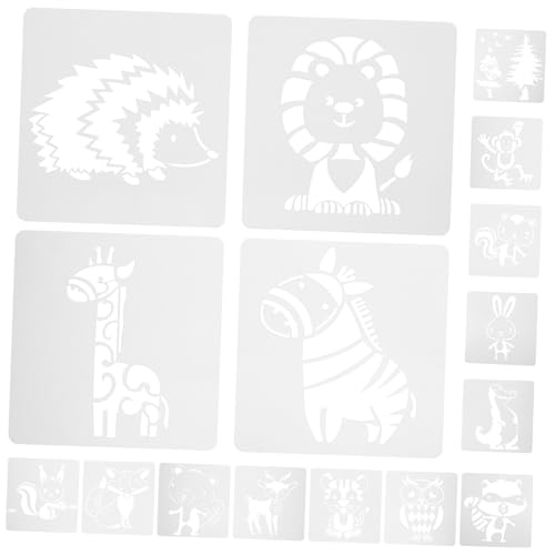 KAILIKETIY 16 Stück Teiliges Tier Malschablonen aus Sicherem Pet Wiederverwendbar für Kunstprojekte Scrapbooking Stoff und Wanddekoration Kreative Bastelvorlagen mit Niedlichen Tiermotiven von KAILIKETIY