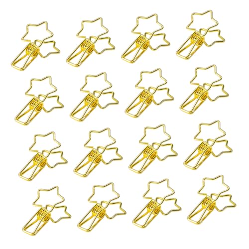 KAILIKETIY 16Stücke Fünfzackige Clip Bill Organizer aus Metall Foto Clip und Klemmbrett für Büro und Schule Goldene Farbe pro Box von KAILIKETIY