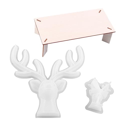 KAILIKETIY 1Satz DIY Geweih Ornament Silikonformen Teilig mit Holzständer für Bastelideen für Epoxidharz Weihnachtsdekoration von KAILIKETIY
