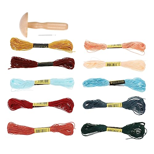 KAILIKETIY 1Satz DIY Holz Pilz Patching Werkzeug Nähfaden Tool für Kleidung und Socken Nähzubehör für Heimwerker und Bastelprojekte von KAILIKETIY