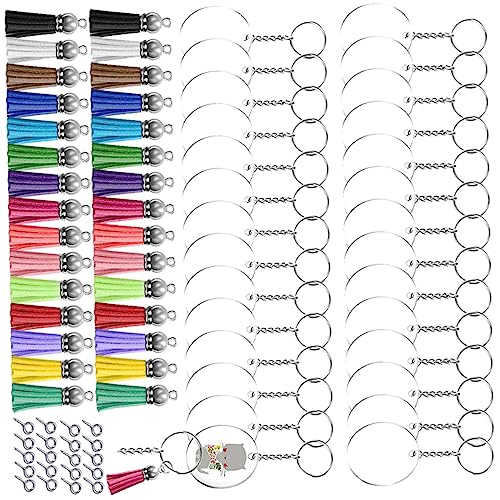 KAILIKETIY 1Satz DIY Quastenschlüsselring Set Teiliges Acryl Schlüsselanhänger Set mit Quasten und Schlüsselringen für DIY Projekte und Persönliche Langlebig von KAILIKETIY