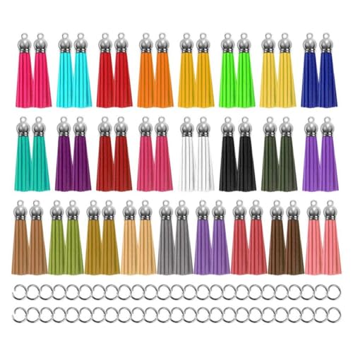 KAILIKETIY 1Satz Leder Quasten Set DIY Schlüsselanhänger Ornamente für Handwerk Fransen Hochwertigem Leder Dekoration für Schlüsselbund Taschen und Schmuck von KAILIKETIY