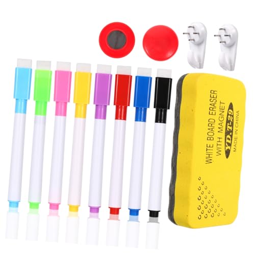KAILIKETIY 1Satz Whiteboard Zubehör mit Abwischbaren Stiften Magneten Haken und Radiergummi für Schule und Büro Kompatibel mit Magnetischen Tafeln von KAILIKETIY