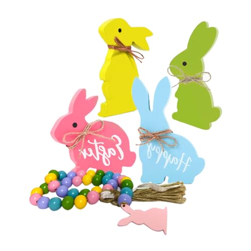 KAILIKETIY 1satz Holz Ostern Deko Teiliges Mit Niedlichen Hasenfiguren Für Festliche Tischdekoration Für Ostern Und Feiern von KAILIKETIY