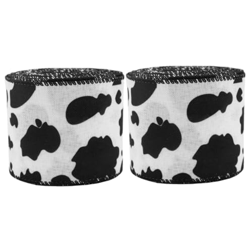 KAILIKETIY 2 Rollen Kuhmuster Stoffband Dekoratives Tiermotiv Bastelband Polyester für Diy Projekte Geschenkbänder und Partydekorationen Weißes Design von KAILIKETIY