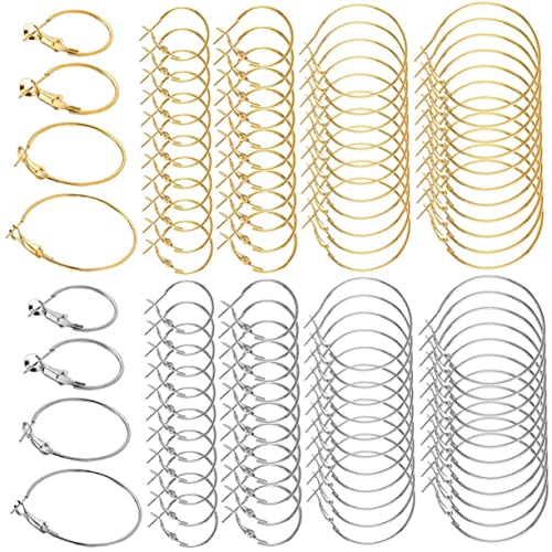 KAILIKETIY 2 Sätze Alloy -runde Ohrringe Ohrringzubehör Für Die Schmuckherstellung Ohrringe, Perlenreifen Silberne Creolen Diy -schmuckzubehör Legierung 96 Stück * 2 von KAILIKETIY