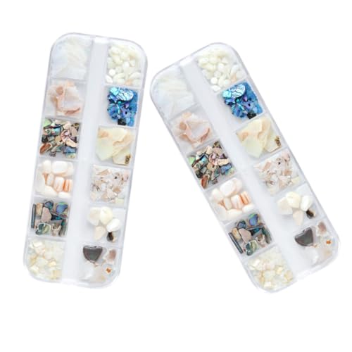 KAILIKETIY 2 Sätze Natürliche Muschelflocken Nagel Dekoration Langlebige Maniküre Accessoires für Kreative Nagelkunst Leicht Modisch Geeignet für Damen und DIY Nageldesign von KAILIKETIY