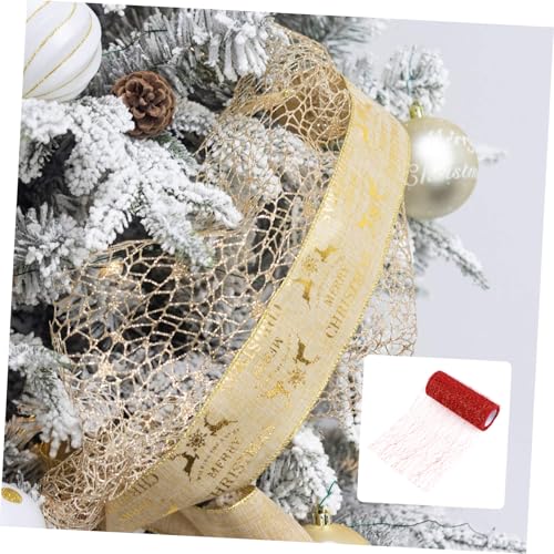 KAILIKETIY 2 Stück Dekorative Tüllrolle Breit Lang Mesh für Basteln Geschenkverpackung Haarschmuck DIY Rot goldener Feiner Netztüll für Hochzeit Party Deko und Handarbeiten von KAILIKETIY