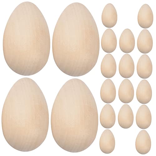 KAILIKETIY 20 Stück Diy Holz Eier für Ostern Unlackierte Eier zum Bemalen und Dekorieren für Bastelprojekte und Festliche Anlässe Holzspielzeug von KAILIKETIY