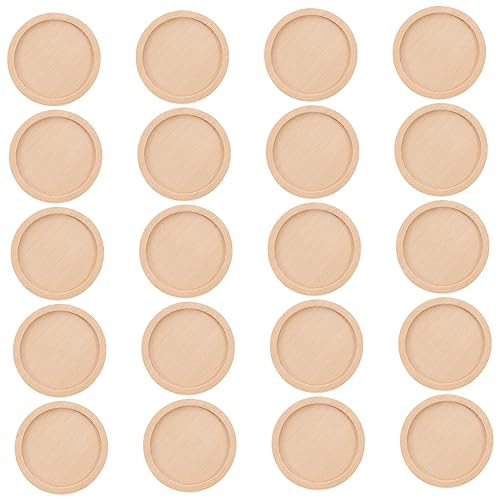 KAILIKETIY 20Stücke Holz Runde Tabletts Außen und Innendurchmesser Khaki Schmuckbasis für Anhänger DIY Handwerk Zubehör für Schmuckherstellung von KAILIKETIY