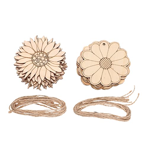 KAILIKETIY 20Stücke Holz Sonnenblumen Holzscheiben DIY Bastelbedarf für Erwachsene Unfertige Holzblumenanhänger für Kreative Projekte und Emotionale Bindung von KAILIKETIY