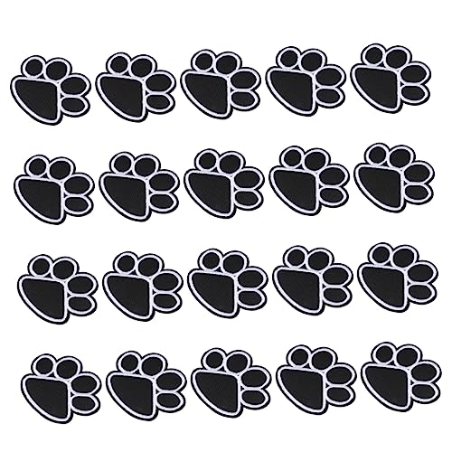KAILIKETIY 20Stücke Hundepfoten Patches Gestickte Aufnäher zum Aufbügeln für Kleidung Taschen und Hüte Weiches Stoffgewebe zum Dekorieren und Reparieren von KAILIKETIY