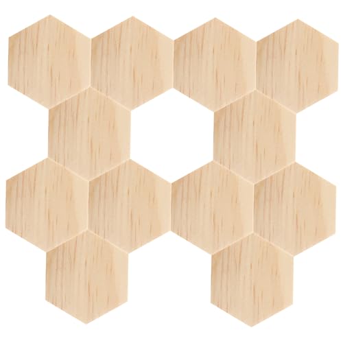 KAILIKETIY 25 Stück Sechseckige Holzspäne Unbehandelte Holzanhänger Holzscheiben Unbehandelte Holzausschnitte Kleine Holzanhänger Holzhandwerk Unbehandeltes Khaki Holz von KAILIKETIY