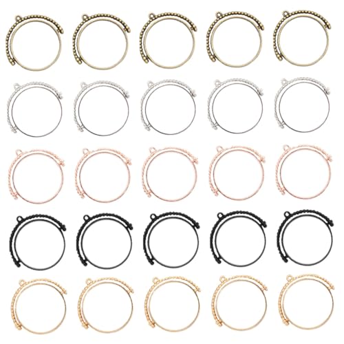 KAILIKETIY 25Stücke Drehbare Lünette Charms Anhänger Runde Hohlformen für DIY Schmuckprojekte Langlebig und für Kreative Bastelarbeiten von KAILIKETIY