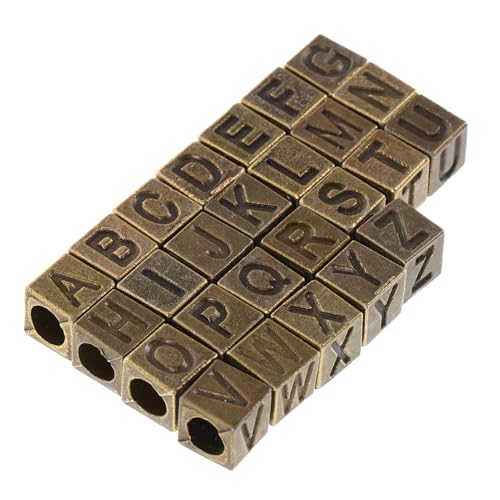KAILIKETIY 26 Stück Vintage Quadratische Buchstabenperlen A z mit Großem Loch Leichte DIY Schmuckherstellung für Armbänder und Halsketten für Anfänger und Erfahrene Bastler von KAILIKETIY