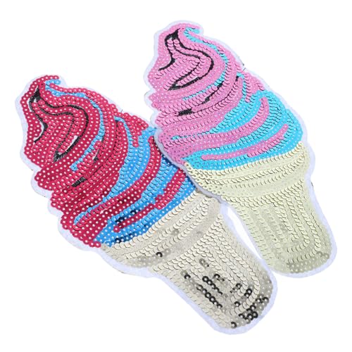 KAILIKETIY 2Stücke Eiscreme Pailletten Aufnäher DIY Patches für Kleidung Hüte Taschen Applikationen zum Reparieren und Dekorieren von KAILIKETIY