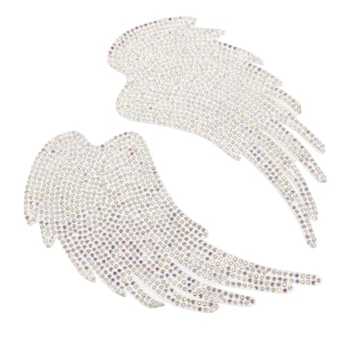 KAILIKETIY 2Stücke Engelsflügel Strass Aufnäher für DIY Kleidung Glitzer Applikationen Bügelbilder zur Dekoration von Pullovern Hemden und Kissen Hotfix Flügel Patches für Kreative von KAILIKETIY