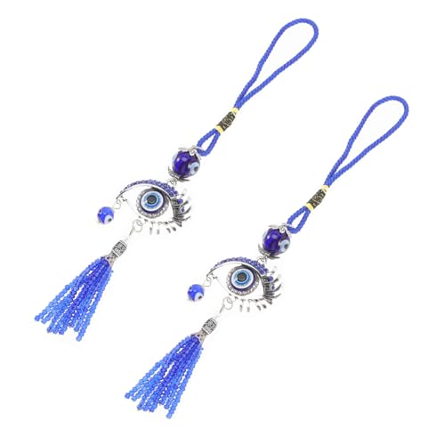 KAILIKETIY 2Stücke Evil Eye Anhänger Dekoration für Rucksack Tasche und Schlüssel Kreative Ornament Hängedekoration für Auto Rückspiegel und Wohnkultur von KAILIKETIY
