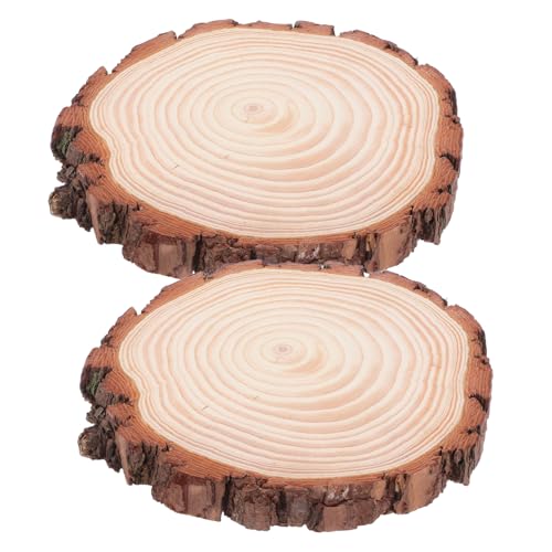 KAILIKETIY 2Stücke Naturholzscheiben Unbehandelt mit Rinde Runde Holzscheiben für DIY Bastelprojekte und Feiertagsdekorationen Rustikale Tischdekorationen von KAILIKETIY