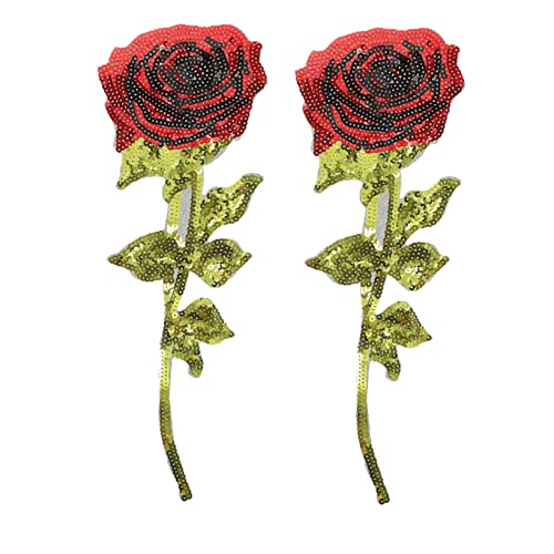 KAILIKETIY 2Stücke Pailletten Rosen Patches Kreative DIY Applikationen zum Aufnähen für Kleidung für Taschen Kleidung und Accessoires von KAILIKETIY
