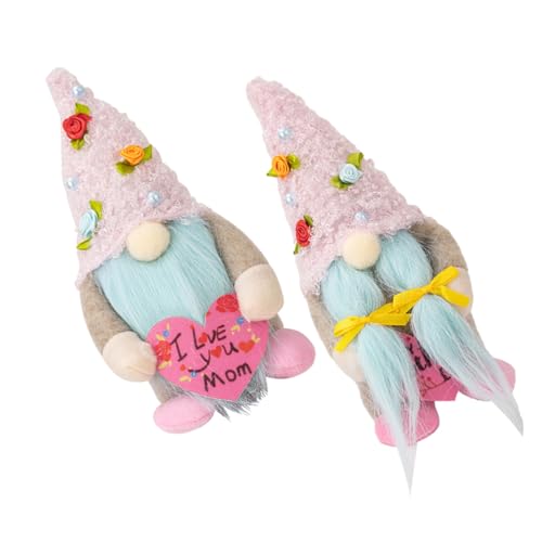 KAILIKETIY 2stücke GNOME Dekoration Für Muttertag GNOME Figuren Mit Herz Süße Tischdeko Für Wohnzimmer Schlafzimmer Für Mama Und Oma von KAILIKETIY