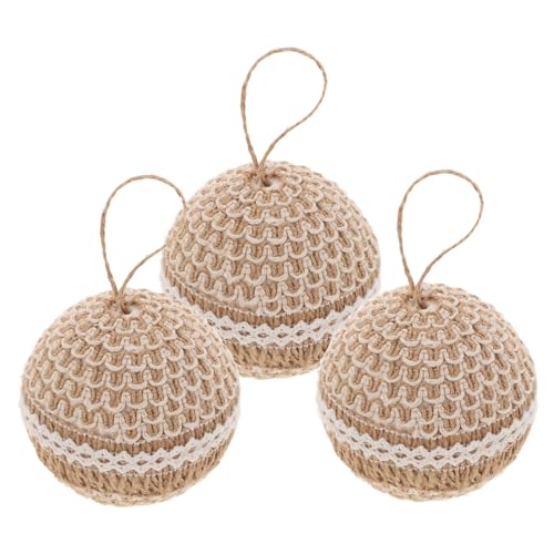 KAILIKETIY 3 Stück Weihnachtsbaumkugeln Dekorative Weihnachtsanhänger Jute für Christbaum Festliche Deko für Weihnachten DIY Weihnachtsbaum Schmuck von KAILIKETIY