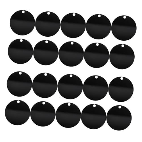 KAILIKETIY 30 Stück Teiliges Acryl Schlüsselanhänger Rund Doppelseitig Beschreibbar Bastelrohlinge Schwarz DIY Zubehör für Kreative Schmuck und Accessoire Herstellung von KAILIKETIY