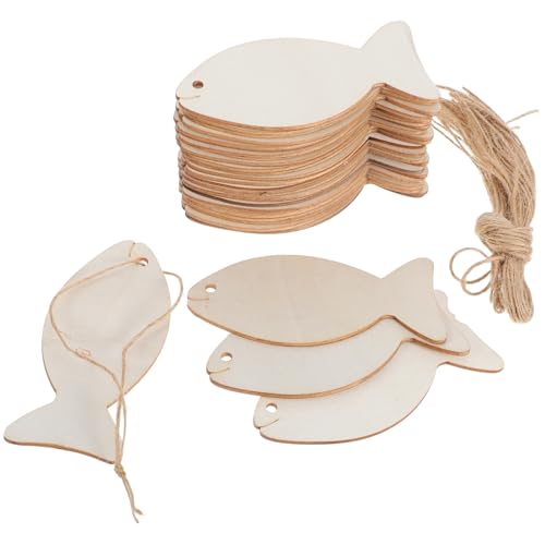 KAILIKETIY 32Stücke DIY Holzornamente Leere Holzscheiben Fischform Für Bastelarbeiten Unvollendete Holzstücke Für Dekorationen Und Personalisierte von KAILIKETIY