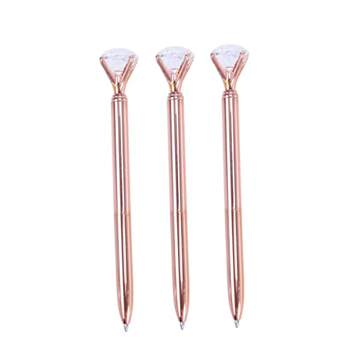 KAILIKETIY 3Stücke Kugelschreiber Mit Großem Diamant Metallballpoint Pen Roségold Für Schule Und Büro Reibungsloses Schreiben Langlebig Und Geschenkidee Für Besondere Anlässe von KAILIKETIY
