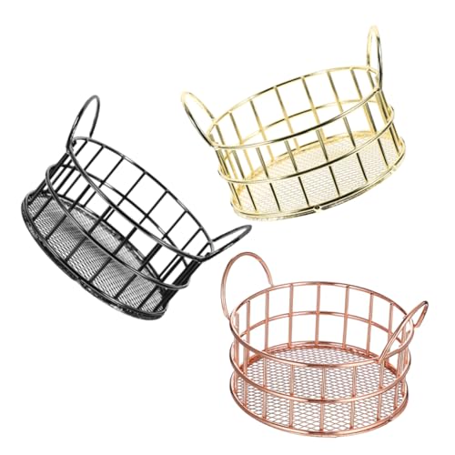 KAILIKETIY 3Stücke Mini Aufbewahrungskörbe aus Schmiedeeisen Drahtkorb für Schreibtisch Kosmetikkorb Roségold Organisation von Büroklammern Schmuck von KAILIKETIY