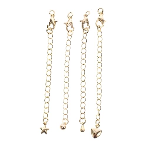 KAILIKETIY 4 Stück Kettenverlängerungen Teiliges Vergoldeten Zubehörteilen für DIY Schmuckherstellung Verlängerungen für Armbänder und Fußketten Einfach Anzubringen und von KAILIKETIY