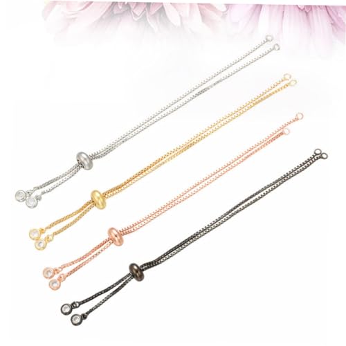 KAILIKETIY 4 Stück Verstellbare Armbänder aus Messing Halbfertige DIY Handketten in Gold Weißgold Roségold Schwarz Verstellbarer Schieber für Damen und Schmuckherstellung von KAILIKETIY