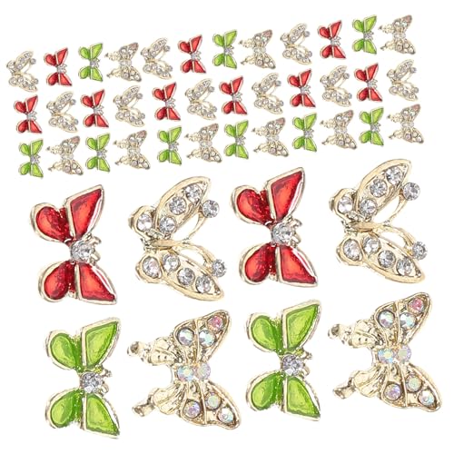 KAILIKETIY 40 Stück Teiliges Schmetterling Nail Charms Nagel Schmuck aus Metall und Strass Langlebige Nail Art Dekorationen für DIY Maniküre und Salon Geeignet für Weihnachten Hochzeit von KAILIKETIY
